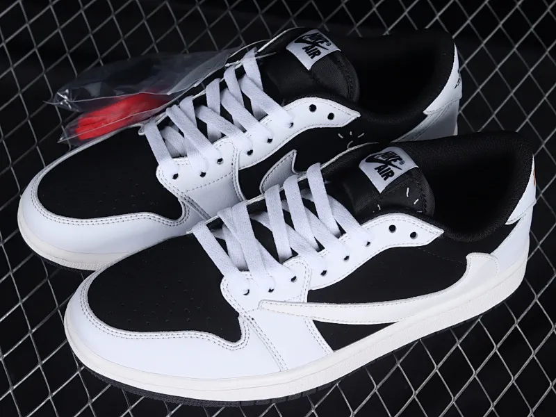All categories Air Jordan Jordan series basketball shoes Air Jordan 1 Low Travis Scott x Air Jordan 1 Low OG AJ1 Joe 1 black and white panda reverse inverted hook joint casual sports basketball shoes DZ4317-100